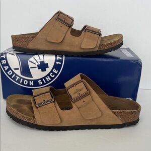 Birkenstock Arizona BS tabaco brown leather sandals woman men size 40